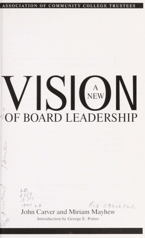 Book cover for A New Vision of Board Leadership