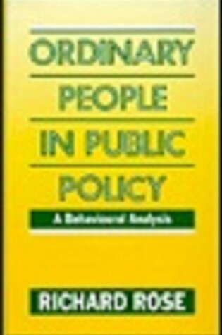 Cover of Ordinary People in Public Policy