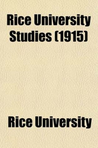 Cover of Rice University Studies (Volume 2)