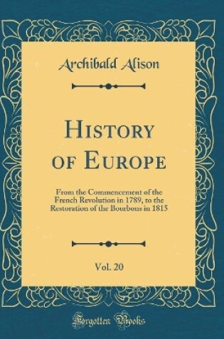 Cover of History of Europe, Vol. 20