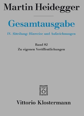Cover of Martin Heidegger, Zu Eigenen Veroffentlichungen
