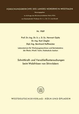 Book cover for Schnittkraft- Und Verschleissuntersuchungen Beim Walzfrasen Von Stirnradern