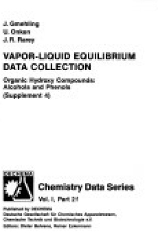 Cover of Vapor-Liquid Equilibrium Data Collection Organic Hydroxy Compounds