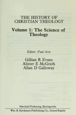 Cover of The History of Christian Theology: Vol.1: the Science of Theology