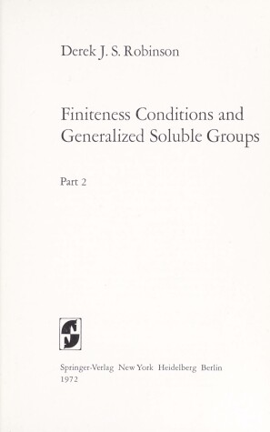 Book cover for Finiteness Conditions and Generalized Soluble Groups