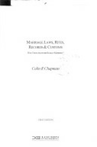 Cover of Marriage Laws, Rites, Records and Customs