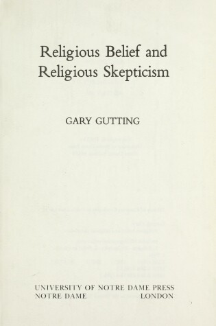 Cover of Religious Belief and Religious Skepticism