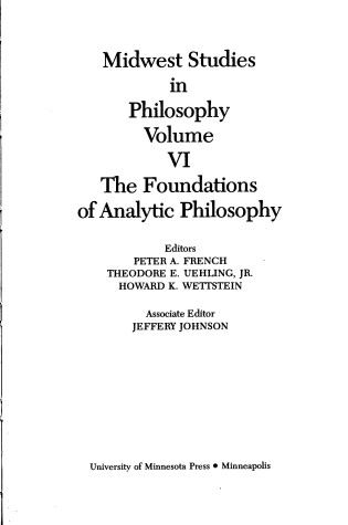 Cover of Foundations-Analytic Philosop Pb