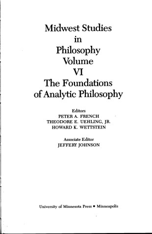 Book cover for Foundations-Analytic Philosop Pb