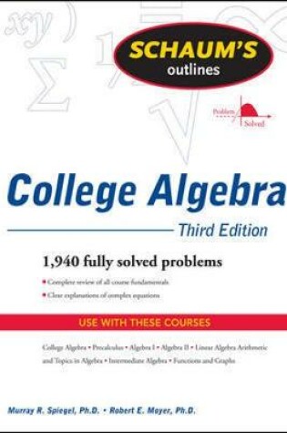 Cover of Schaum's Outline of College Algebra, Third Edition