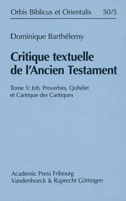 Cover of Critique Textuelle de l'Ancien Testament