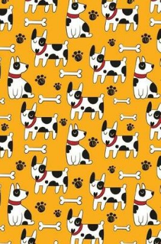 Cover of Journal Notebook Dogs and Bones Pattern On Orange