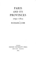 Book cover for Paris and Its Provinces, 1792-1802