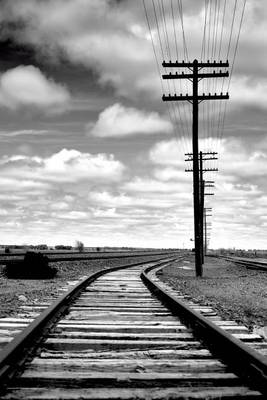 Book cover for Train Tracks and Power Lines in Black and White