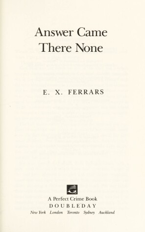 Book cover for Answer Came There None