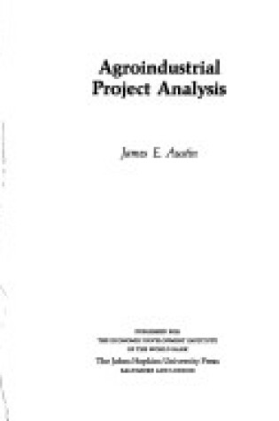 Cover of Agroindustrial Project Analysis
