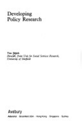 Cover of Social Policy Research and Government