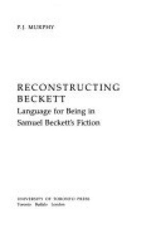 Cover of Reconstructing Beckett