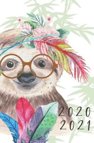 Cover of 2020-2021 2 Year Planner Sloth Watercolor Monthly Calendar Goals Agenda Schedule Organizer