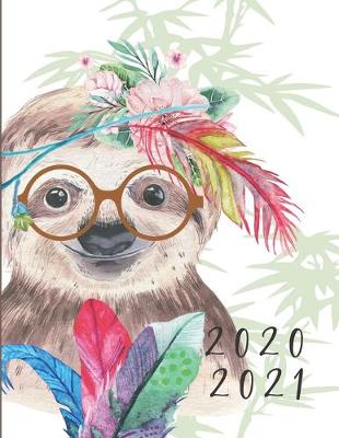 Book cover for 2020-2021 2 Year Planner Sloth Watercolor Monthly Calendar Goals Agenda Schedule Organizer