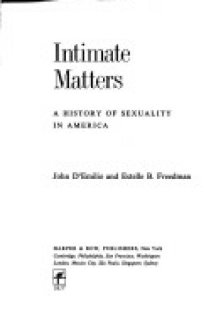 Cover of Intimate Matters