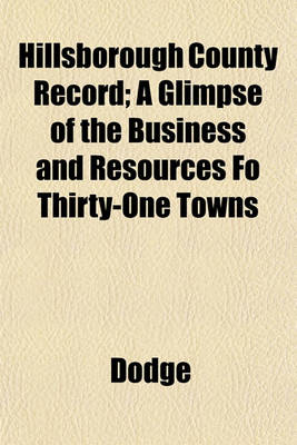 Book cover for Hillsborough County Record; A Glimpse of the Business and Resources Fo Thirty-One Towns