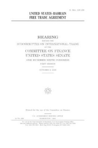 Cover of United States-Bahrain Free Trade Agreement