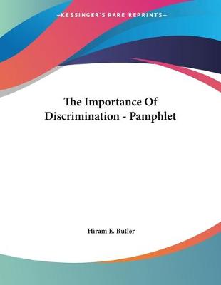 Book cover for The Importance Of Discrimination - Pamphlet