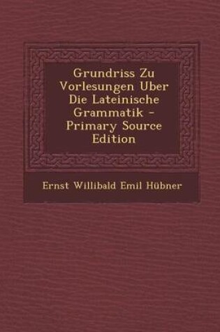 Cover of Grundriss Zu Vorlesungen Uber Die Lateinische Grammatik