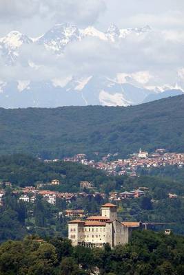 Book cover for Aerial View of the Mountains and the Town of Angera, Italy