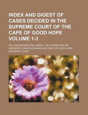 Book cover for Index and Digest of Cases Decided in the Supreme Court of the Cape of Good Hope Volume 1-3