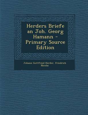 Book cover for Herders Briefe an Joh. Georg Hamann