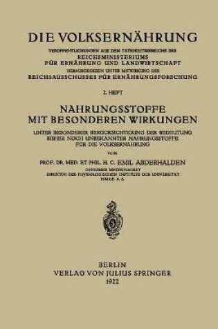 Cover of Nahrungsstoffe mit Besonderen Wirkungen