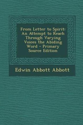 Cover of From Letter to Spirit