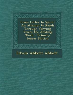 Book cover for From Letter to Spirit