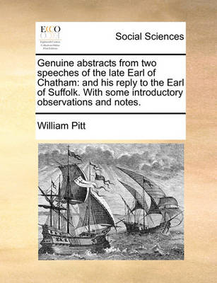 Book cover for Genuine abstracts from two speeches of the late Earl of Chatham