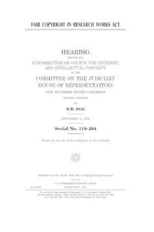 Cover of Fair Copyright in Research Works Act