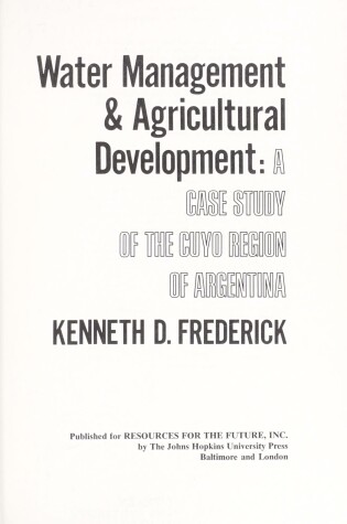 Cover of Water Management and Agricultural Development