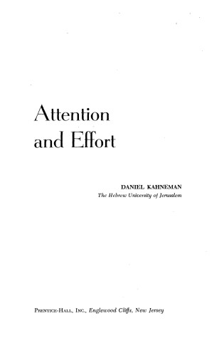Cover of Attention and Effort