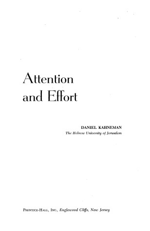 Cover of Attention and Effort
