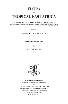 Book cover for Flora of Tropical East Africa -Amaranthaceae (1985)