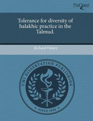 Book cover for Tolerance for Diversity of Halakhic Practice in the Talmud