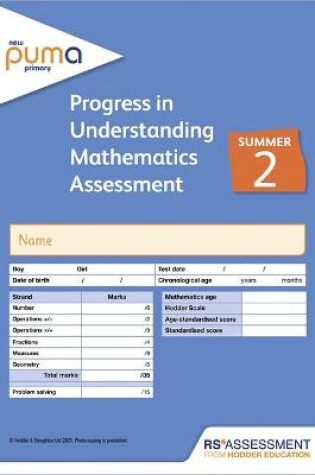 Cover of New PUMA Test 2, Summer PK10 (Progress in Understanding Mathematics Assessment)