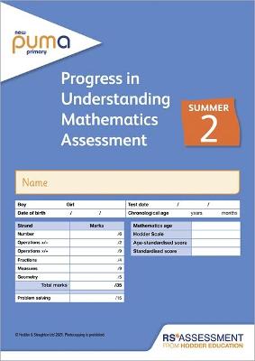 Book cover for New PUMA Test 2, Summer PK10 (Progress in Understanding Mathematics Assessment)