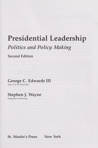 Cover of Presidential Leadership