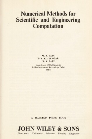 Cover of Numerical Methods for Scientific and Engineering Computation