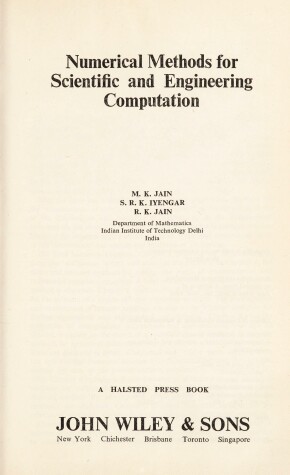 Book cover for Numerical Methods for Scientific and Engineering Computation