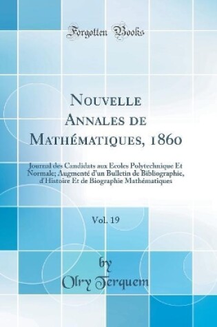Cover of Nouvelle Annales de Mathematiques, 1860, Vol. 19