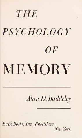 Book cover for Psychology of Memory