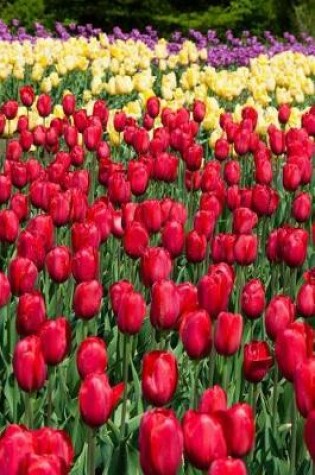 Cover of A Field of Purple, Yellow and Red Tulips Journal